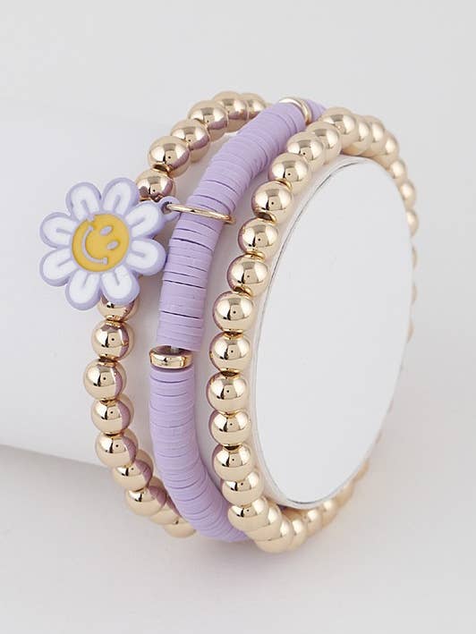 Pulseira de contas de flor sorridente por atacado de MintChoco