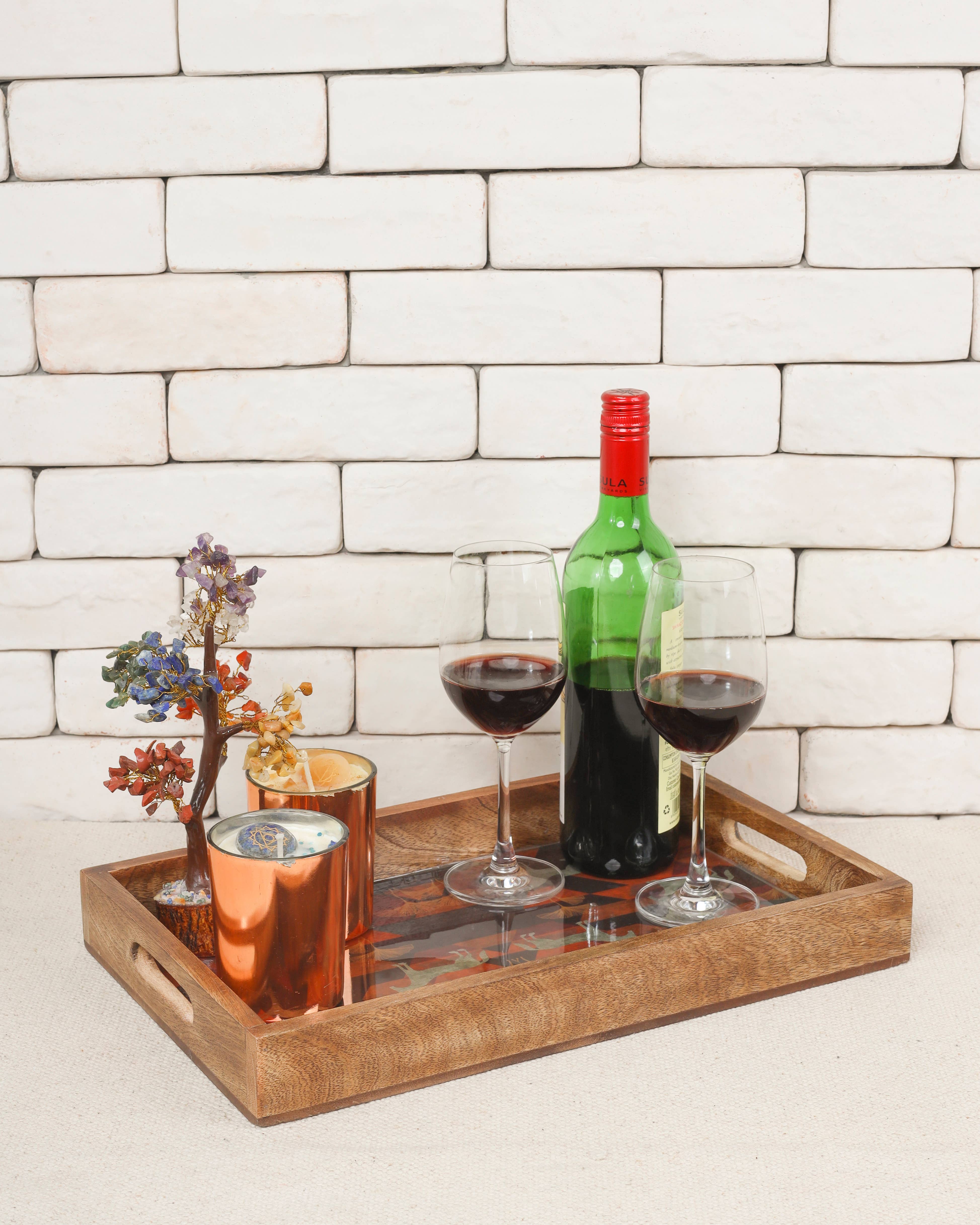 Tiramisu - Vente Plateaux décoratifs - Ensemble de 3 plateaux décoratifs en résine et bois motif chevaux4