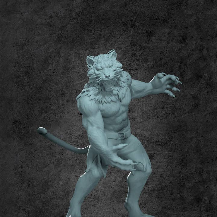 Miniature de Tigre-Garou Mutant pour Jeux de Rôle sur Table pour la vente par Kraken Dice