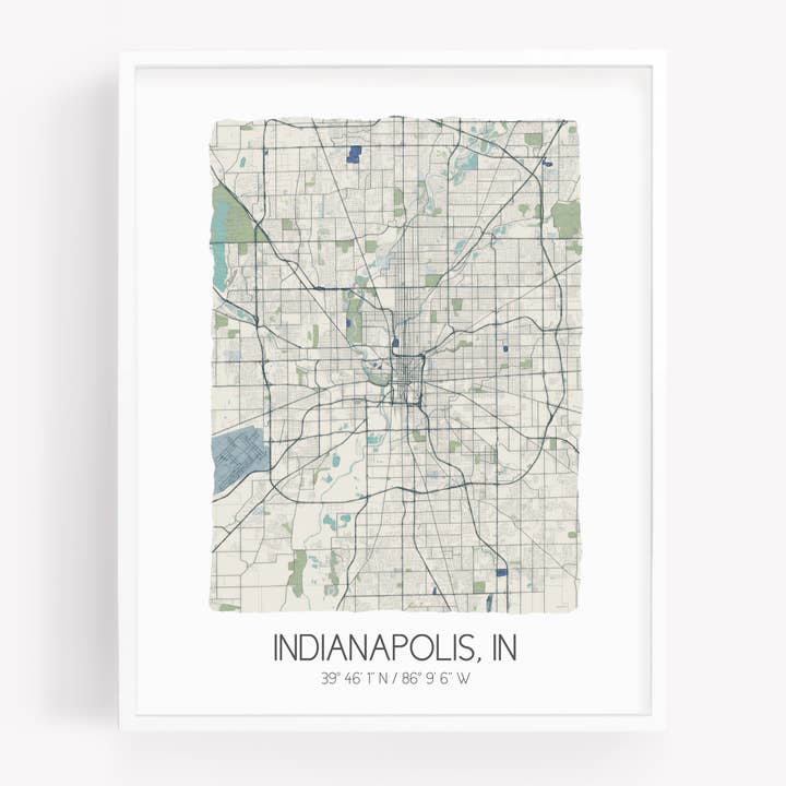 Sparks House Co. - Wholesale Art Print - Indianapolis Indiana Map - Watercolor Map Print - 4 colors