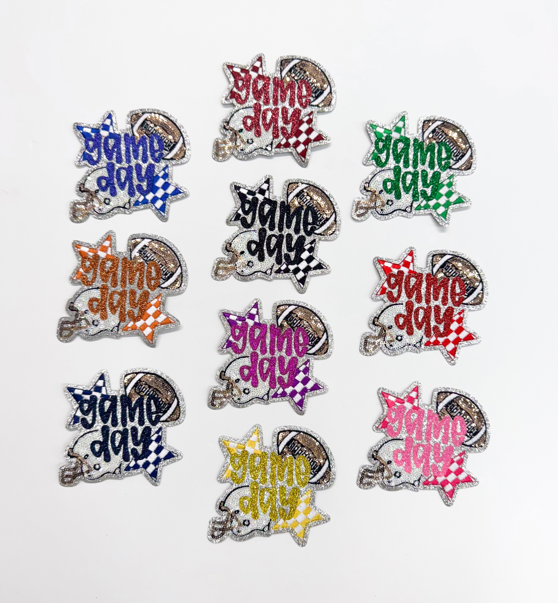 ABLNco - Wholesale Patch - Football Red Game Day Checkered Star Sequin Patch1