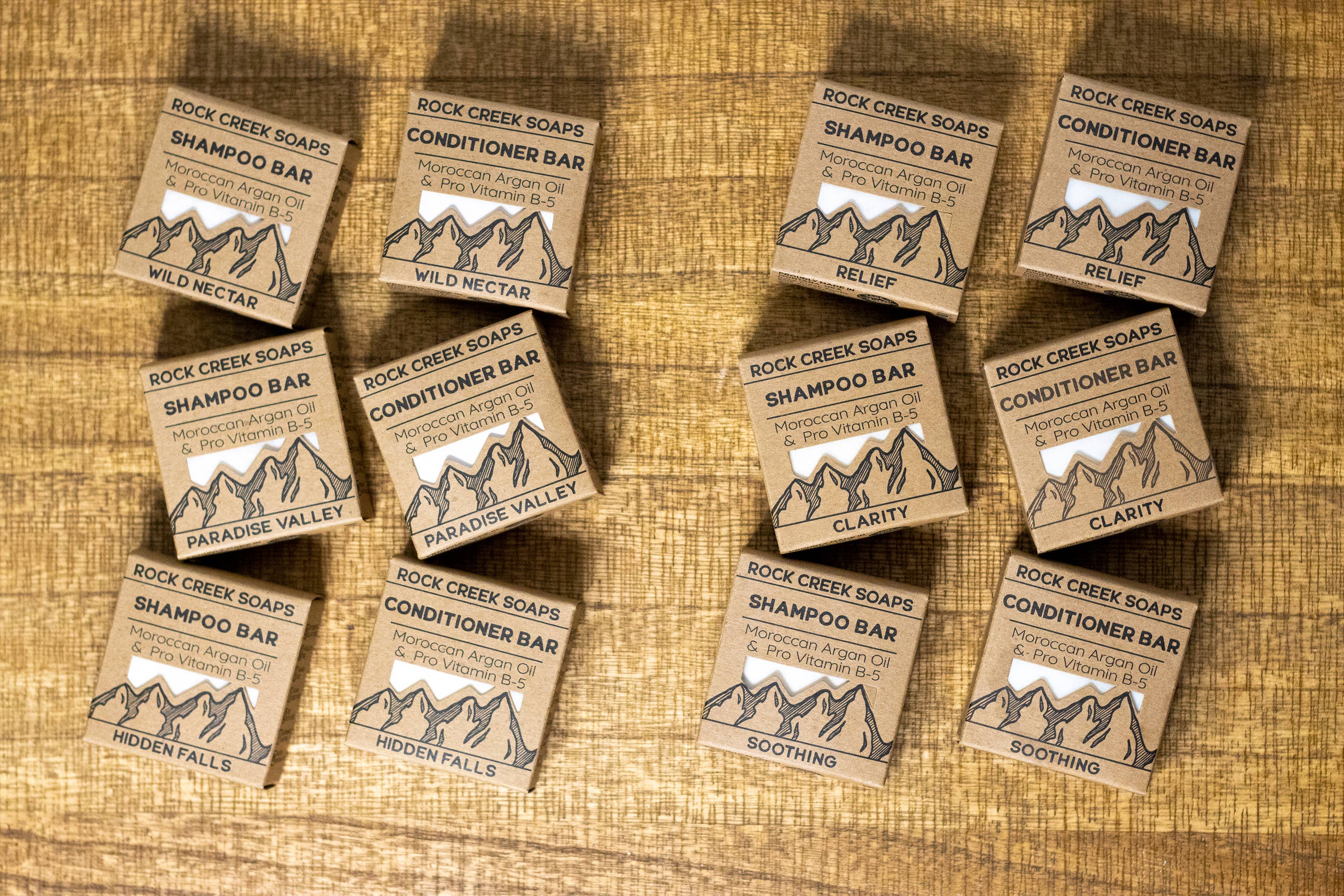 Rock Creek Soaps - Wholesale Shampoo Puck/Solid Shampoo - Shampoo & Conditioner Bar Sampler Box1