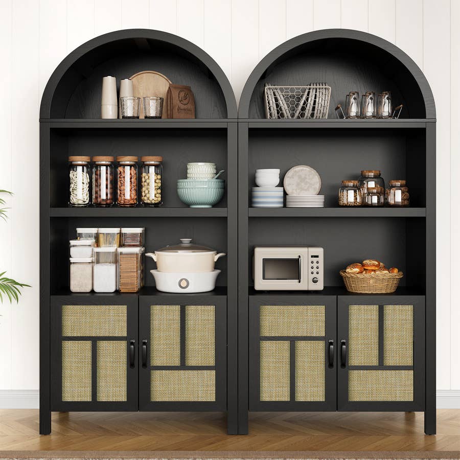 Heynemo - Wholesale Cabinet - Arched Storage Cabinet with 2 Rattan Doors, 59''7