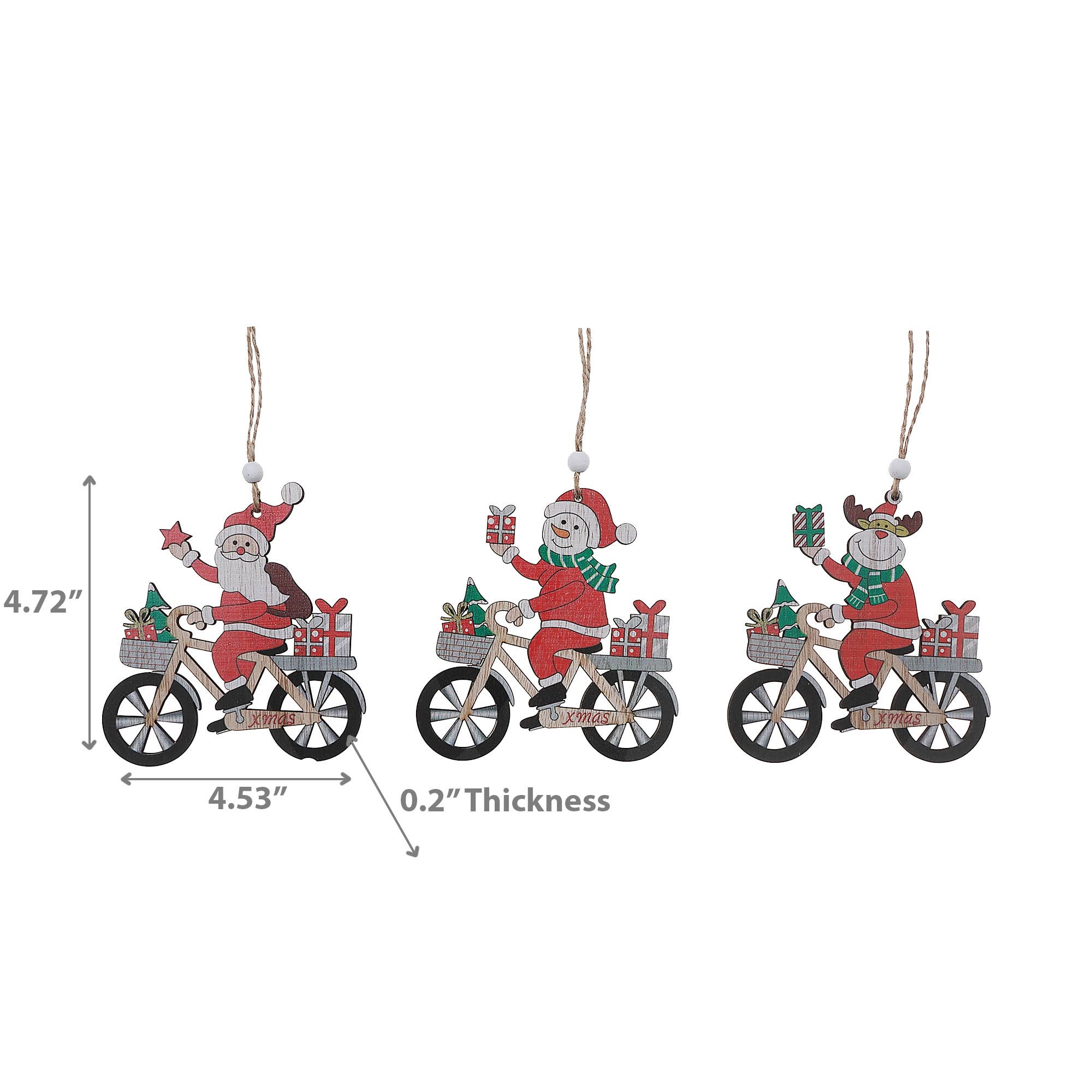 Multi Wooden Christmas Bicycle Ornament Asstd for wholesale on Faire2