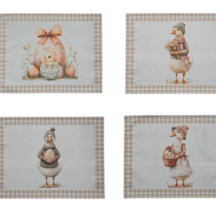 Conjunto de 4 individuais de pequeno-almoço Pato Bege impermeáveis por atacado de Lunaria Lab