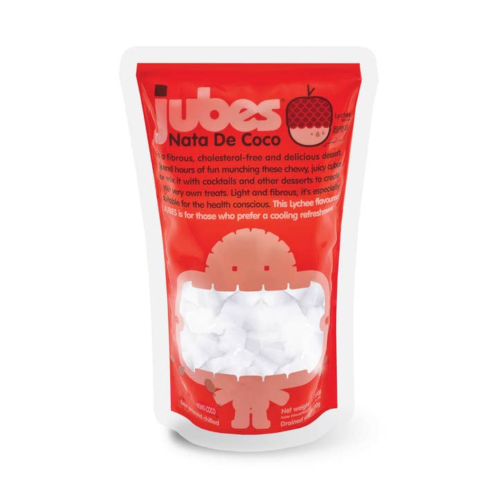 Jubes - Nata De Coco, Lychee Flavor, 12.7oz, 24ct Pouches for wholesale by Grandpa Joe's Candy Shop