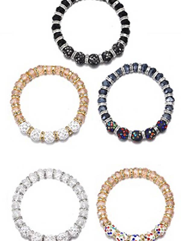 Embellished Crystal Gem Beaded Stretch Bracelet for wholesale by Cap Zone