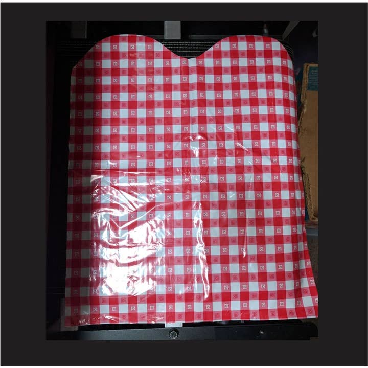 Party Bibs - Vendita all'ingrosso Tovagliolo monouso - Bavaglini in plastica, motivo a quadretti rossi, bavaglini per feste, confezione da 251