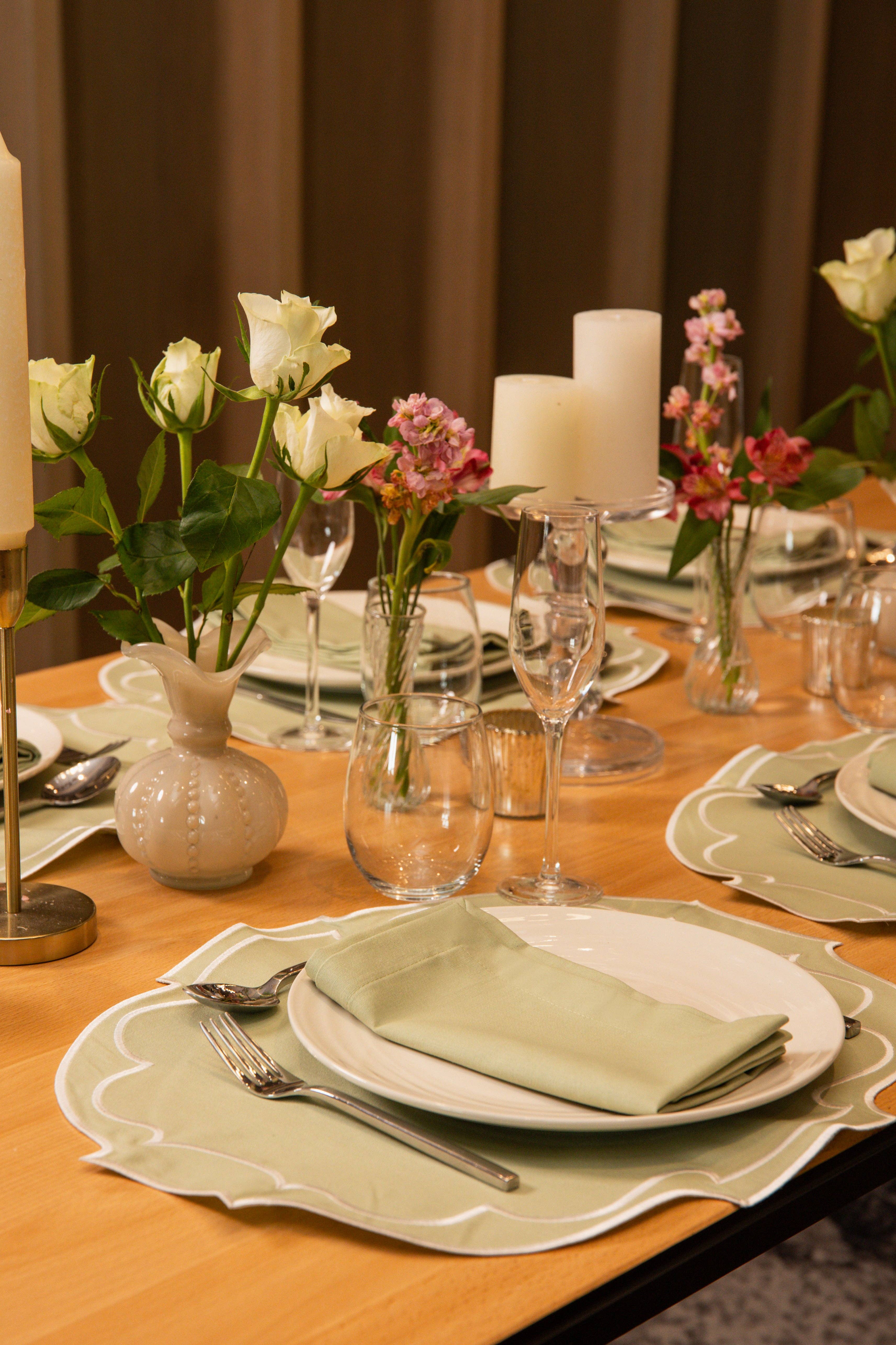 Top Tables Retail – wholesale Placemat – Taylor Embroidered Oval Placemats - Latte • Set of 24