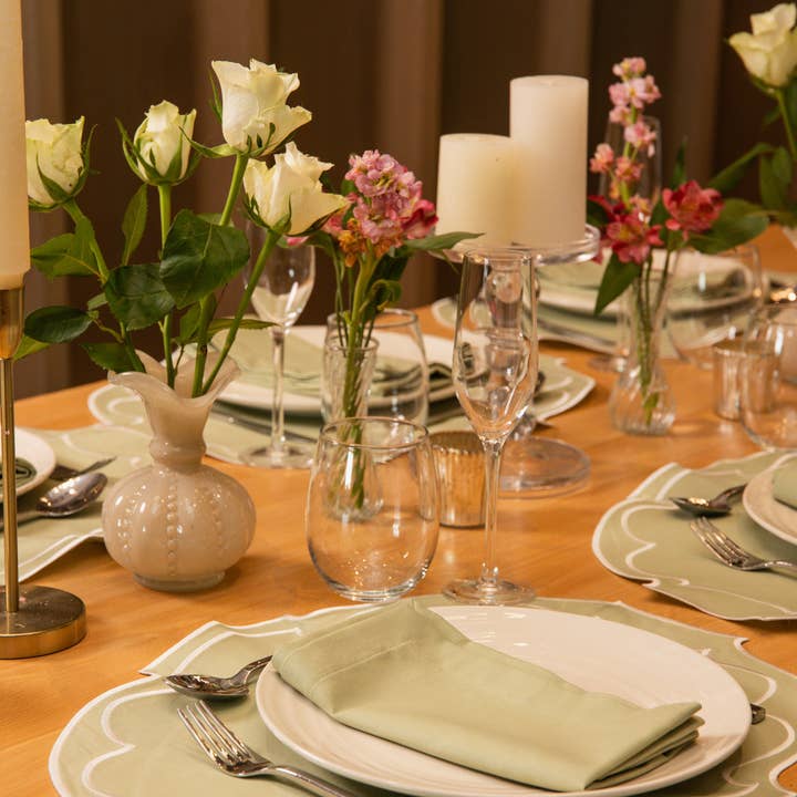 Top Tables Retail - Wholesale Placemat - Taylor Embroidered Oval Placemats - Natural • Set of 66