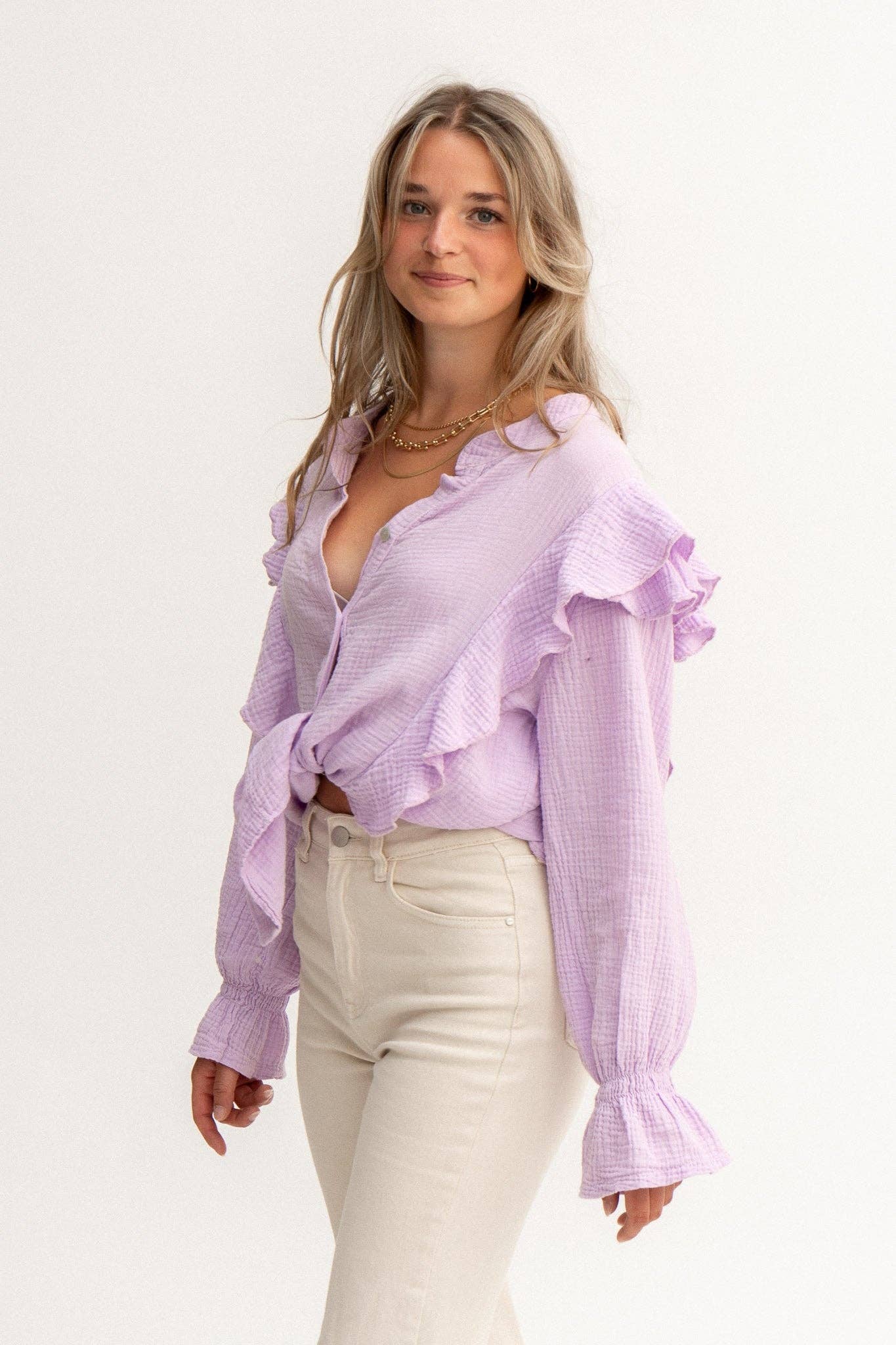 Wild Daisy - Wholesale Blouse - Women's - WILD BONNIE oversized muslin shirt in lilac5
