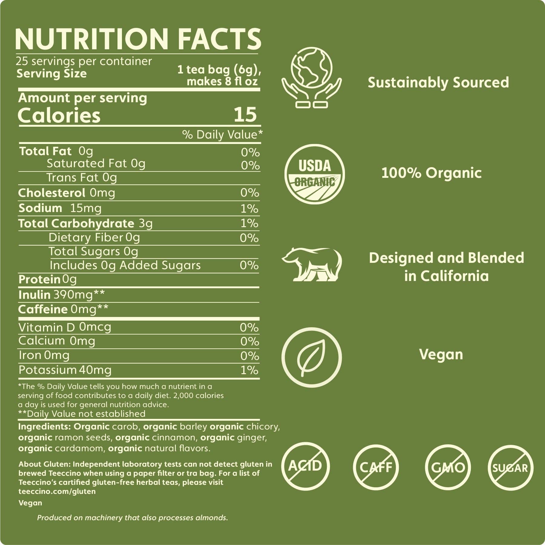 Teeccino - Wholesale Health/Detox Tea - Maya Chai Roasted Herbal Tea2