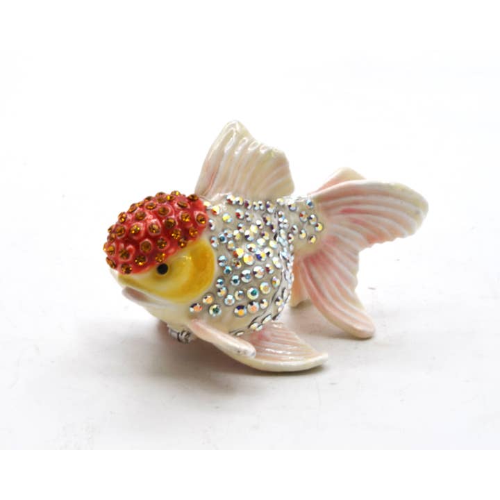 Bejeweled Fish Trinket Box. Handmade with Swarovski Crystals for wholesale by Ciel Collectables