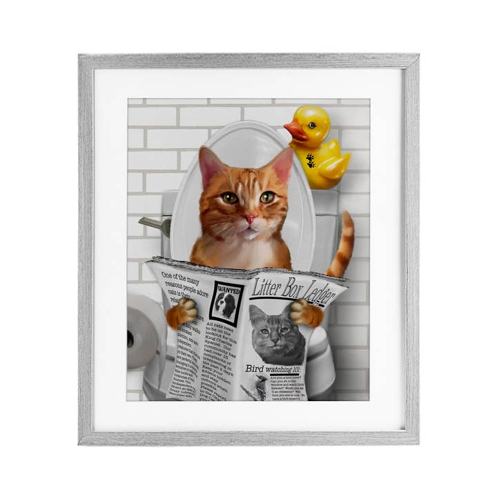 Stupell Industries - Wholesale Wall Sign - Cat on Toilet with Ducky - Print Under Glass Wall Art11