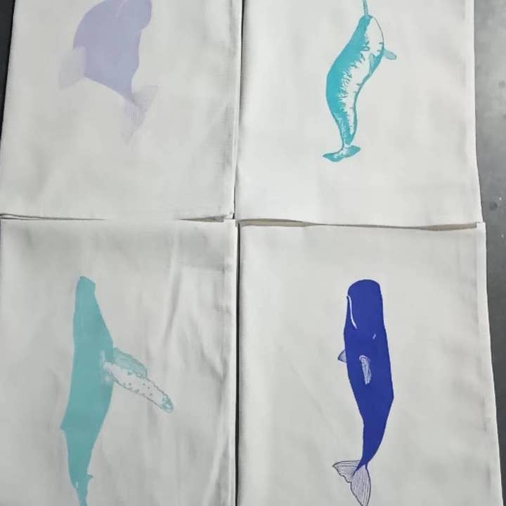 Conjunto de panos de chá com baleias por atacado de Salty Raven Glassware