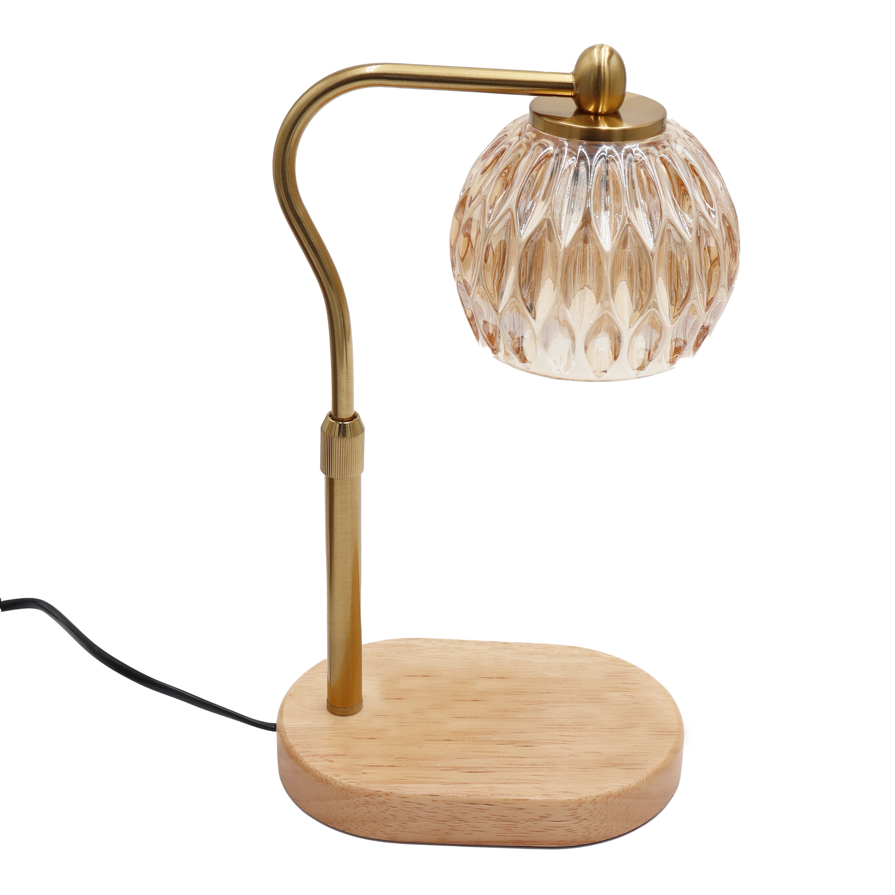 Candyl - Vente Chauffe-cire - Lampe chauffe-bougies, verre de cristal et base en bois, doré3