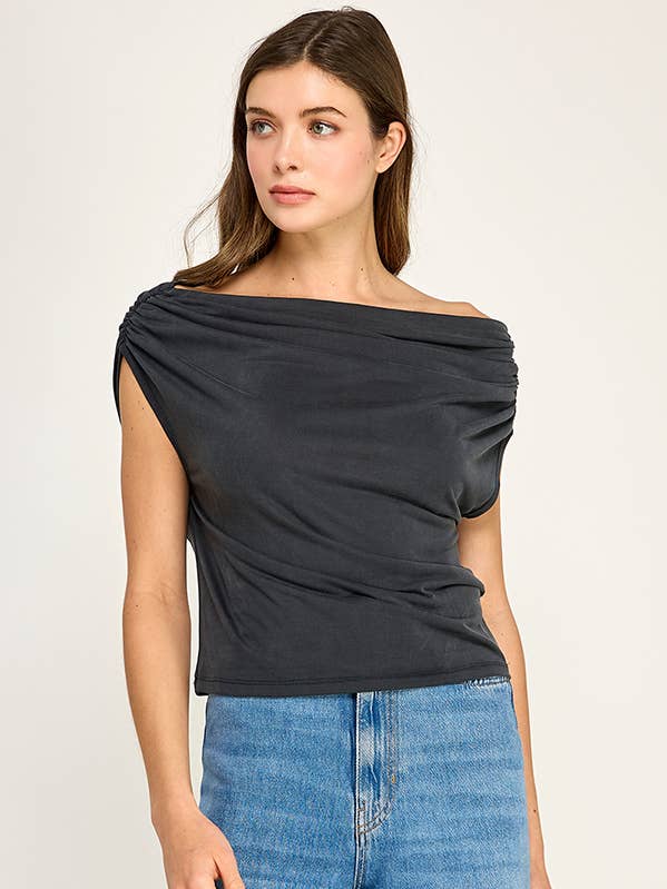 TOP DRAPÉ SOUPLE À UNE ÉPAULE pour la vente par Miss Love