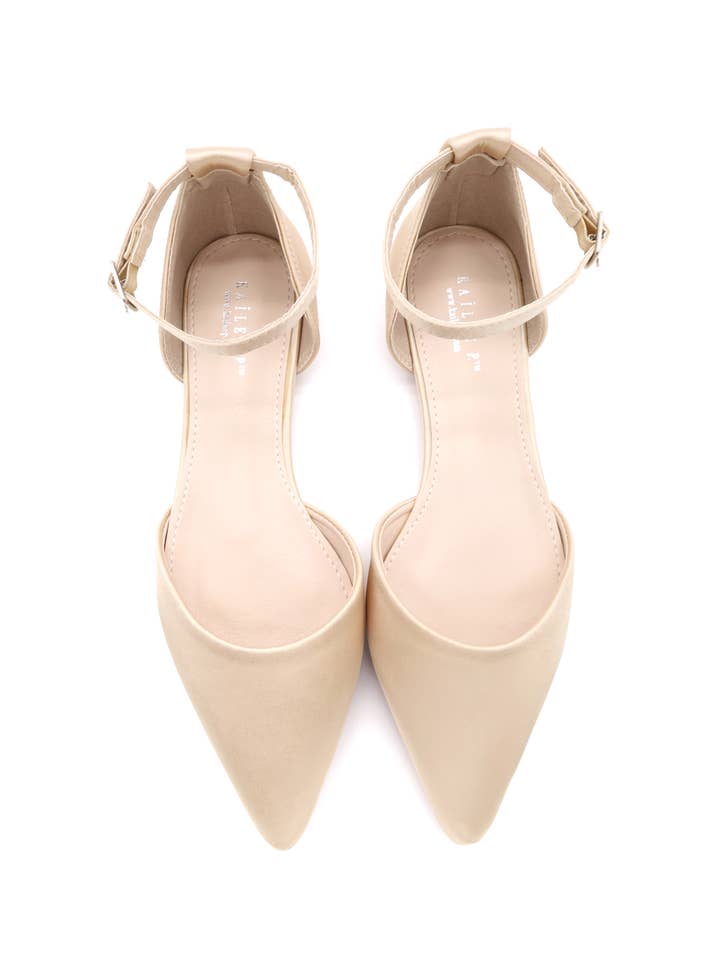 Kailee P. - Wholesale Flats - Women's - Satin Pointy Toe Flats with Ankle Strap33