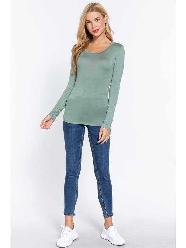 Active Basic | Active USA - Venta al por mayor Jersey corto de punto - Mujer - Top de manga larga con cuello redondo14