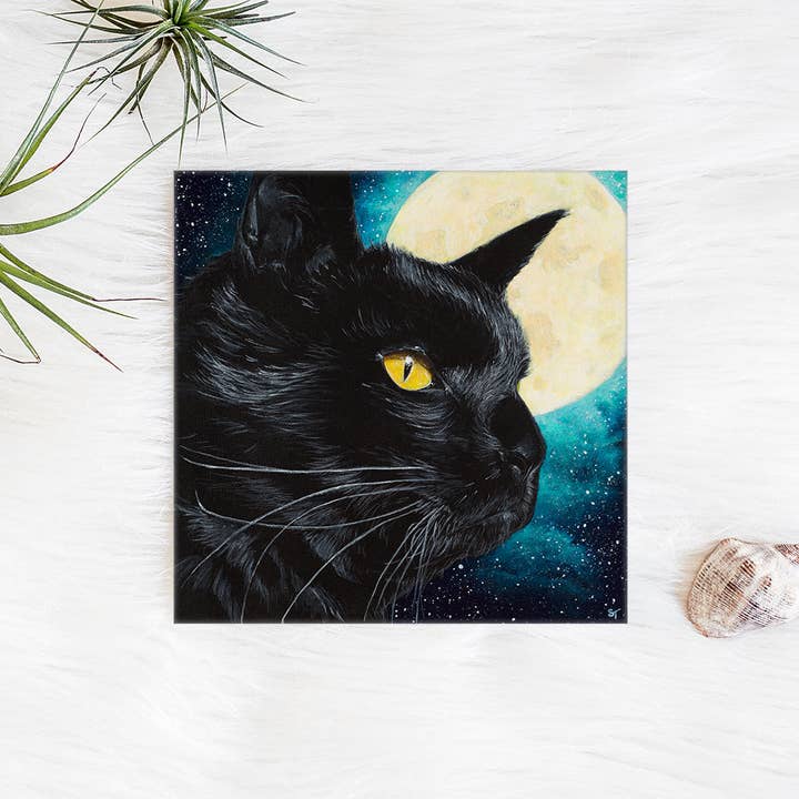 Biglietto di auguri Black Cat - Stampa d'arte non archivistica - Biglietto per appunti per la vendita all'ingrosso da parte di Sarah Terrell Illustration & Design