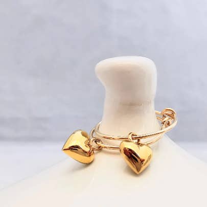 Goldene Puffherz-Ohrringe für den Großhandel von Sophellie Jewellery