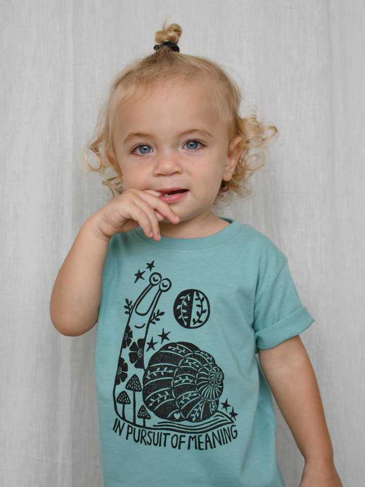 Serenity Snail Kids Tee Shirt, Hippie Children's Shirt for wholesale by Hippie Baby Co