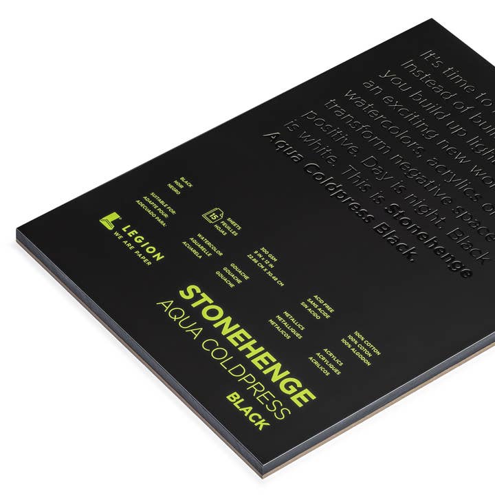 Stonehenge Aqua Black Pad - Coldpress Watercolor Paper for wholesale by Legion Paper