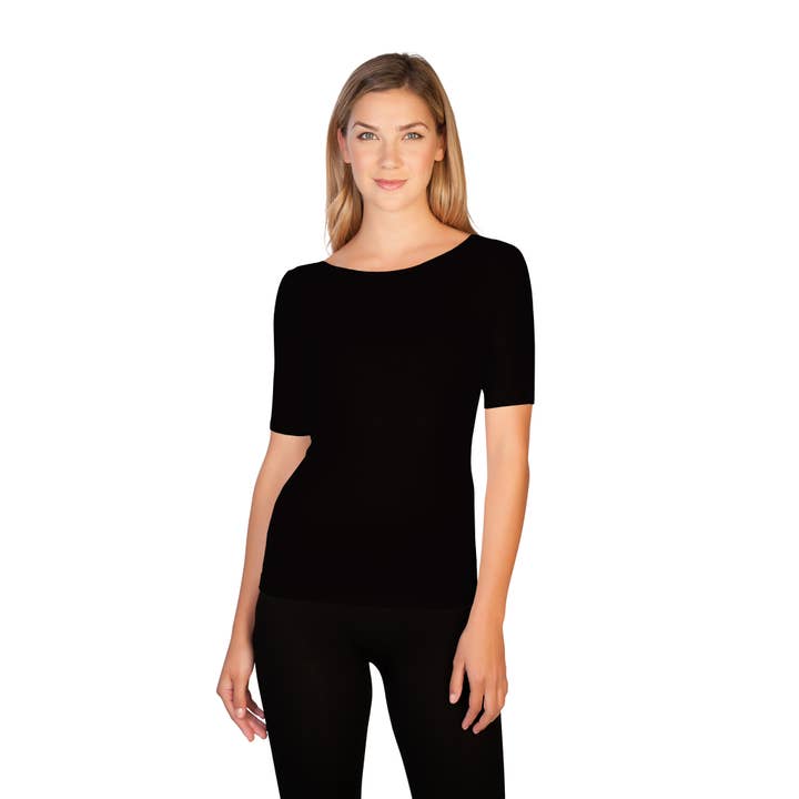 Skinnytees - Wholesale T-Shirt - Women's - Reversible 1/2 Sleeve Scoop Neck Tee