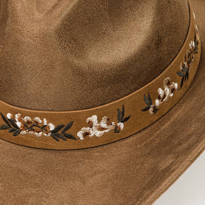 Collections by Fame Accessories - Wholesale Cowboy Hat - Women's - Flower Pattern Strap Western Cowboy Hat