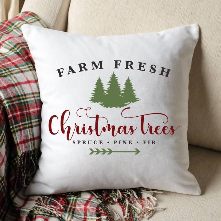 Quadratischer Kissenbezug mit Weihnachtsbäumen für den Großhandel von Wild & Untamed Designs
