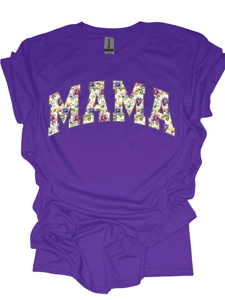 Collegiate Mama mit lila Blumen - DTF Transfer für den Großhandel von Keezy Transfers