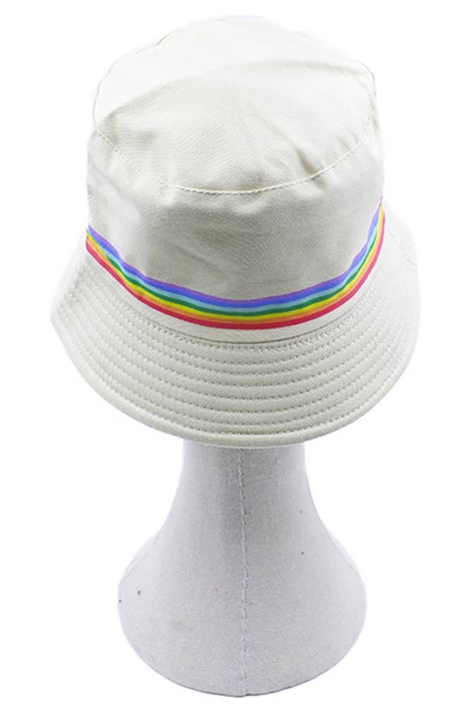 Hana - Wholesale Bucket Hat - Women's - Rainbow Trim Solid Bucket Hat14