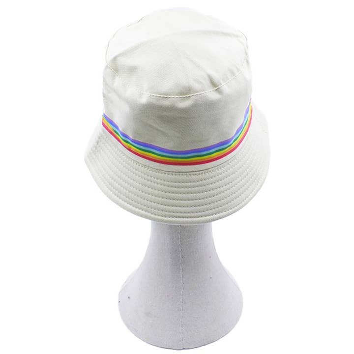 Hana - Wholesale Bucket Hat - Women's - Rainbow Trim Solid Bucket Hat14