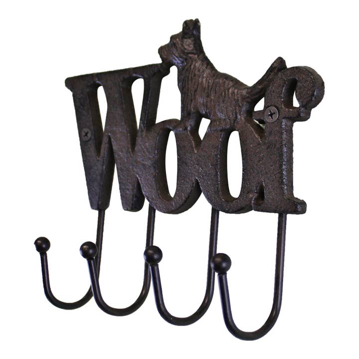 Geko Products - Wholesale Wall Hook - Rustic Cast Iron Wall Hooks, Dog Design With 4 Hooks