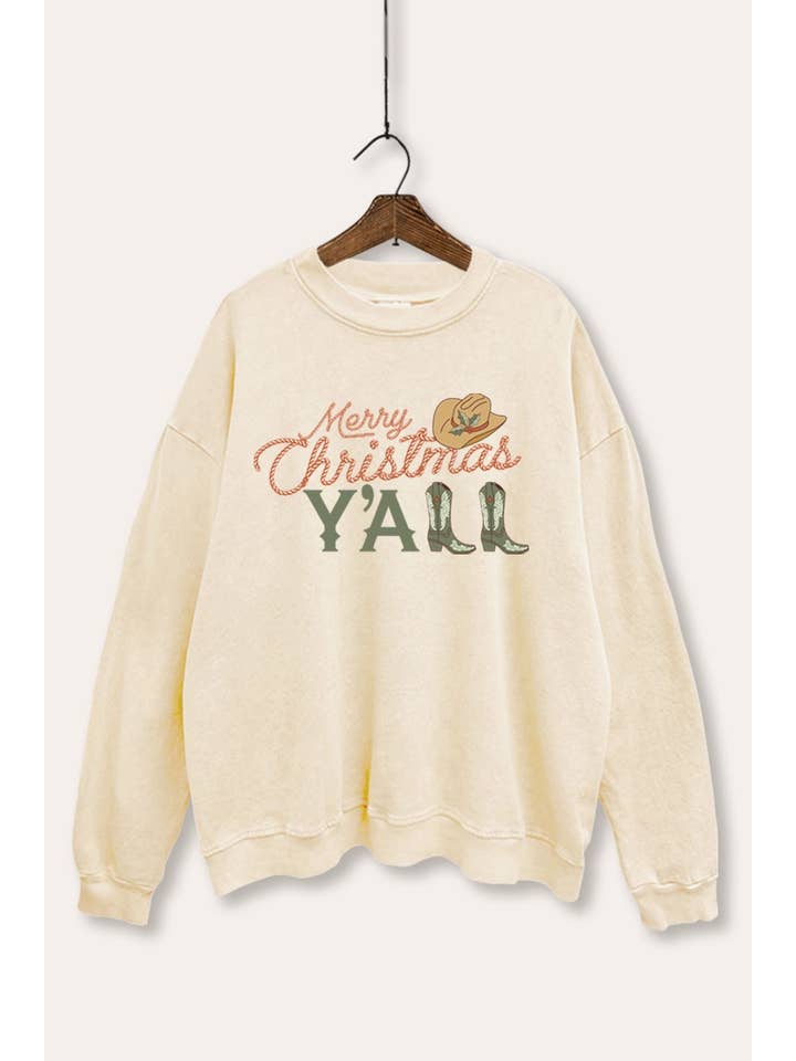 FELPA DA DONNA COWBOY MERRY CHRISTMAS YALL per la vendita all'ingrosso da parte di PINK NABI
