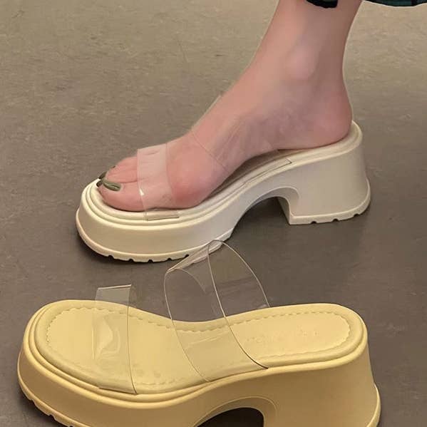 Pantufas de sapatilhas transparentes com biqueira aberta, biqueira redonda e junta dividida por atacado de UZ Wholesale Store