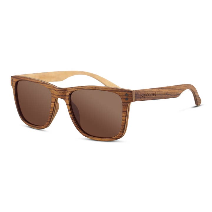 Joycoast Wood – wholesale Sunglasses – Unisex – Wayfinder Zebra Wood Sunglasses - Orange Lens