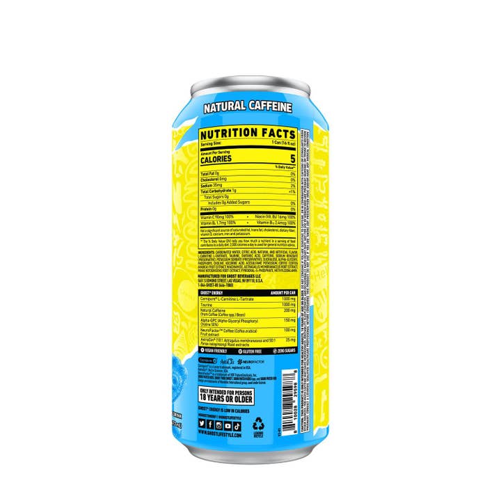 I Got Your Candy - Wholesale Sports/Energy Drink - Ghost Energy Drink Sour Patch Kids Blue Raspberry 16oz -12ct