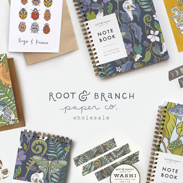 Root & Branch Paper Co. - Wholesale Stationery/Notecard Set - Luna Moth & Moonflower Everyday Boxed Card Set of 83