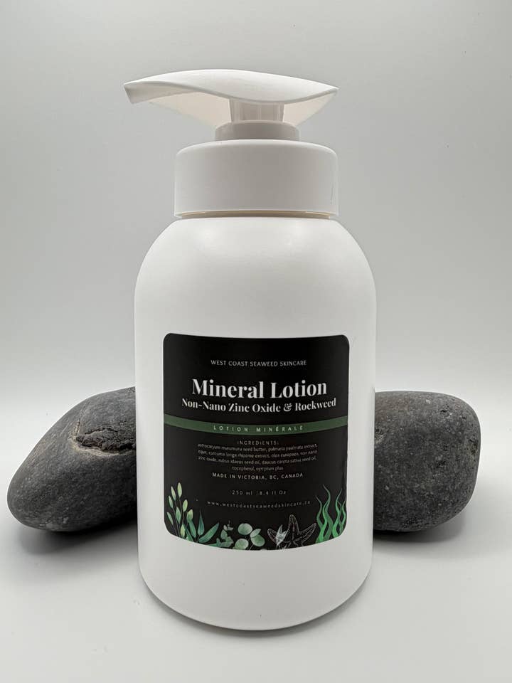 Sun Shield Mineral Lotion with Non Nano Zinc Oxide for wholesale by West Coast Seaweed Skincare