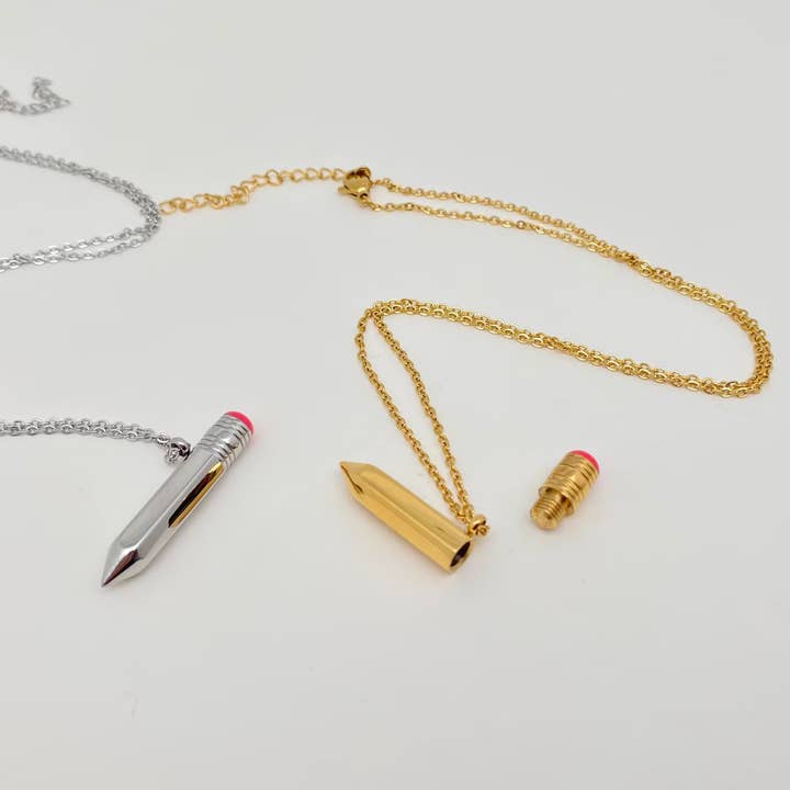 Mio Queena - Wholesale Pendant/charm necklace - Openable Pencil Stainless Steel Pendant Necklace - FGS3