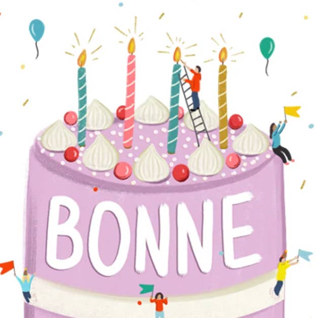 Paige & Willow - Wholesale Birthday Card - Bonne Fete Cake Card2