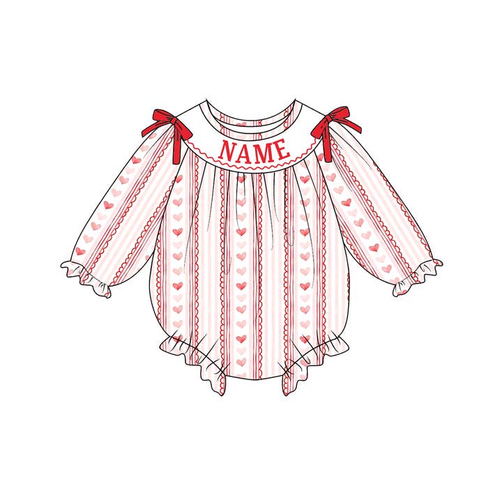 Auraquise - Wholesale Dress - Kids - 2026 Valentine's Day Heart Custom Name Smocked Embroidered Collection2