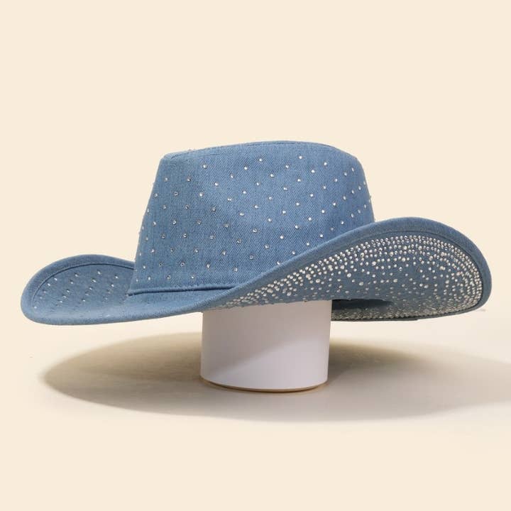 Anarchy Street - Wholesale Cowboy Hat - Women's - Rhinestone Studded Denim Cowboy Hat3