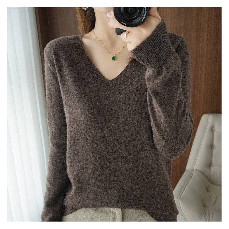 FurDecoration - Vendita all'ingrosso Maglione tricot - Donna - Maglione in cashmere Loose Fit Plus Size tinta unita7