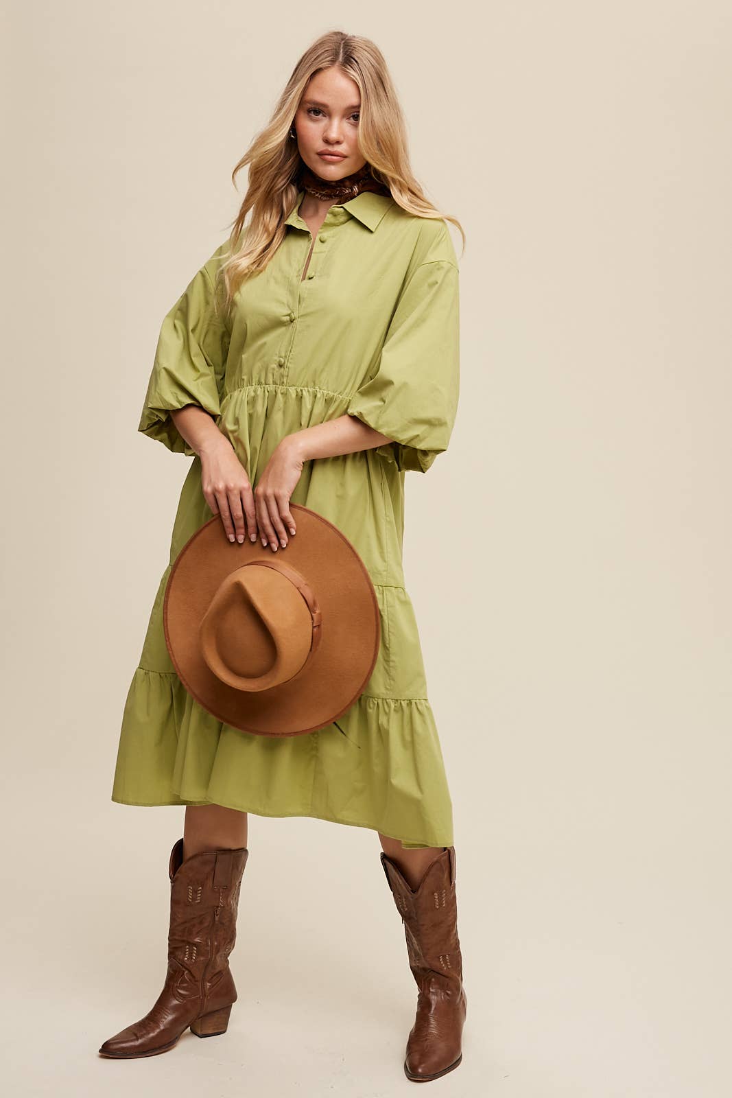 Listicle - Wholesale Dress - Women's - Tiered Poplin Shirt Dress14