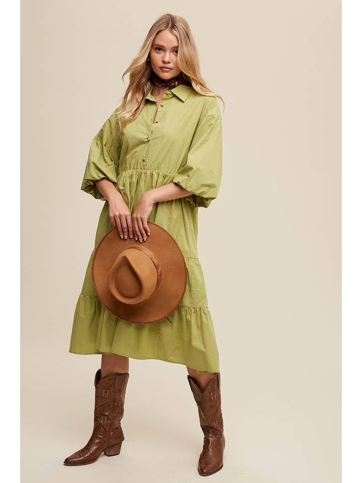 Listicle - Wholesale Dress – Women's - Tiered Poplin Shirt Dress14
