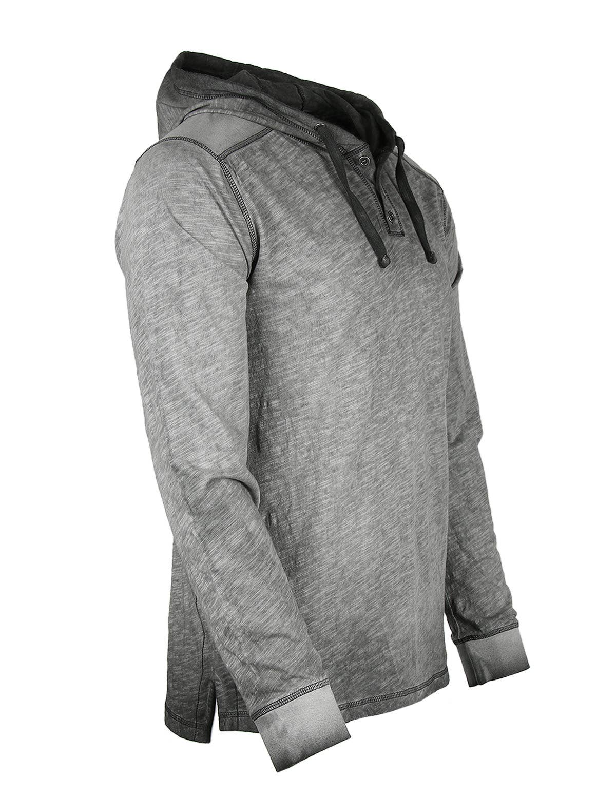 ZIMEGO – Großhandel Hoodie – Herren – ZIMEGO Herren Hoodie mit Kapuze und Vintage Henley Langarm, farblich gefärbt, lässig5