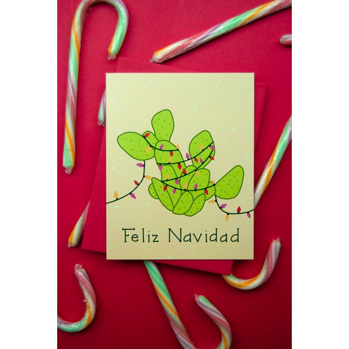 Cat Snapp Studio - Wholesale Christmas Card - Feliz Navidad Cactus Greeting Card - Boxed Set of 81