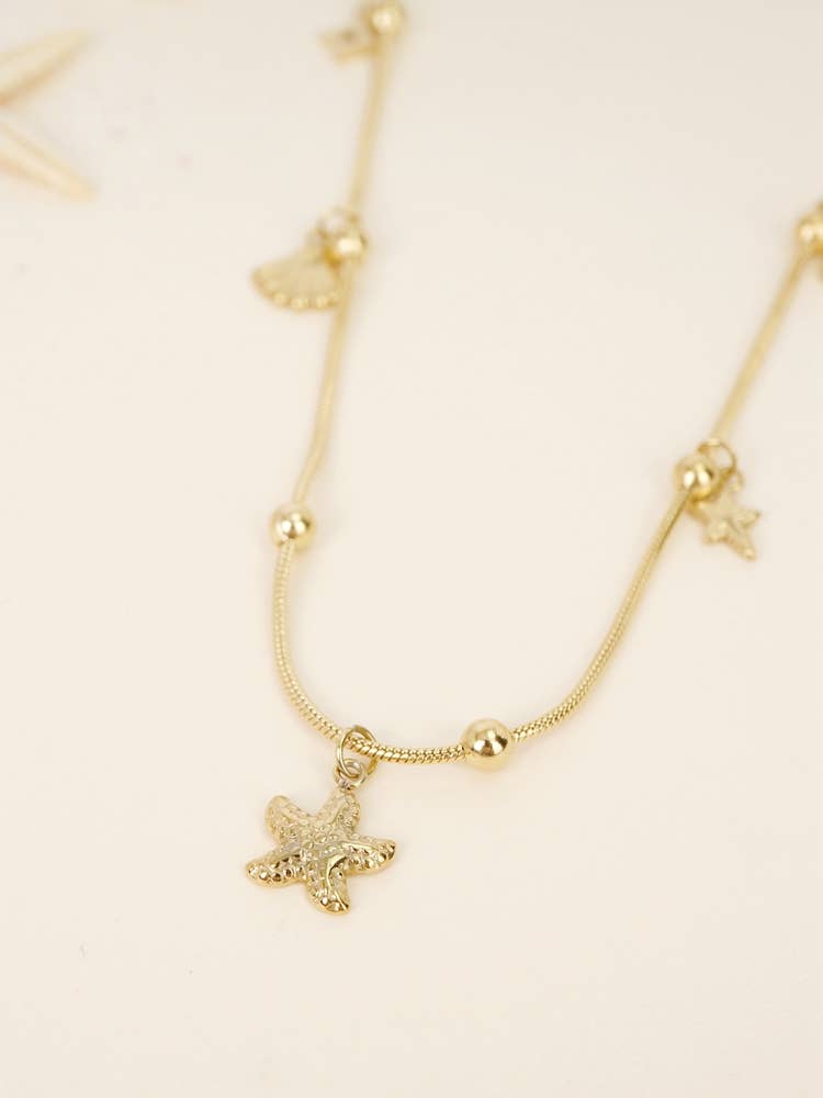 gold Multicharms Elements Of The Sea Stainless Steel Necklace for wholesale on Faire1